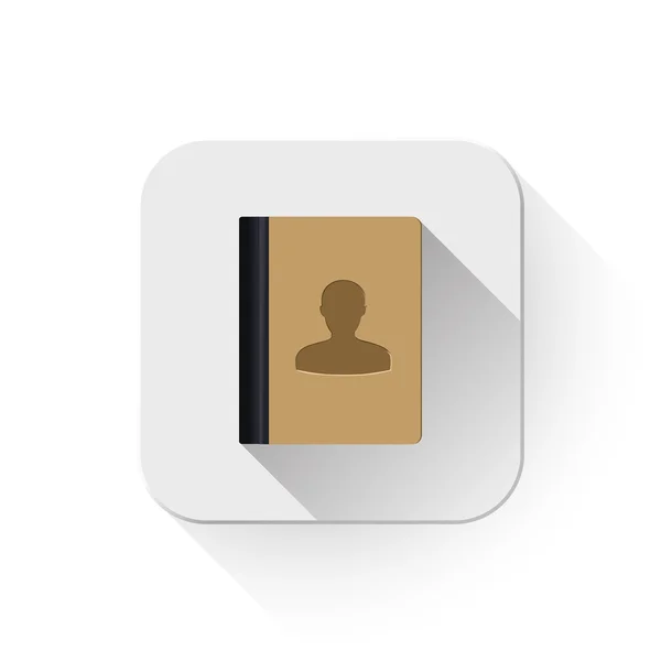 Icône carnet d'adresses Avec longue ombre sur le bouton app — Image vectorielle