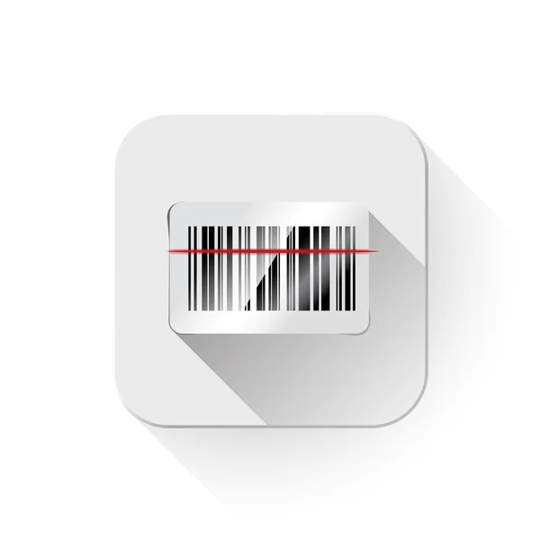 Icona di scansione del codice a barre con lunga ombra sul pulsante app — Vettoriale Stock