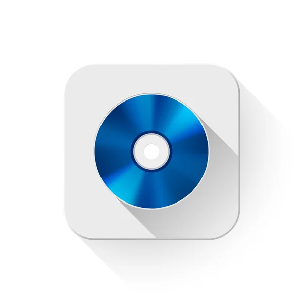 Ícone de disco de raio azul com longa sombra sobre o botão app — Vetor de Stock