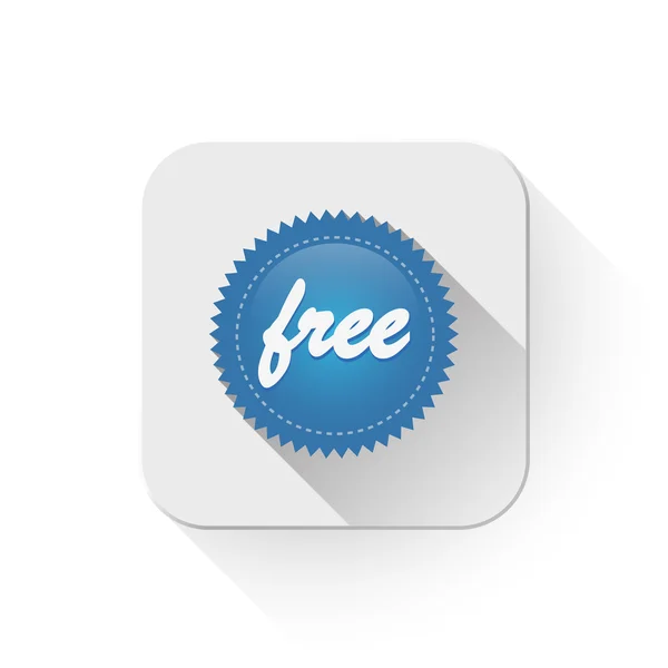 Ücretsiz app düğmesinin üzerinde uzun gölge simgesiyle — Stok Vektör