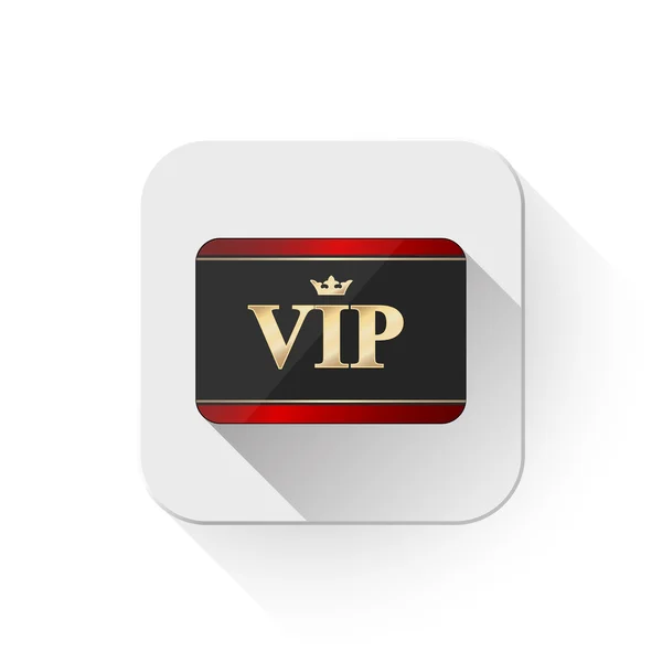 Vip card icon With long shadow over app button — Stock Vector