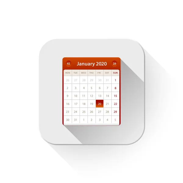 Calendar icon With long shadow over app button — Stock Vector