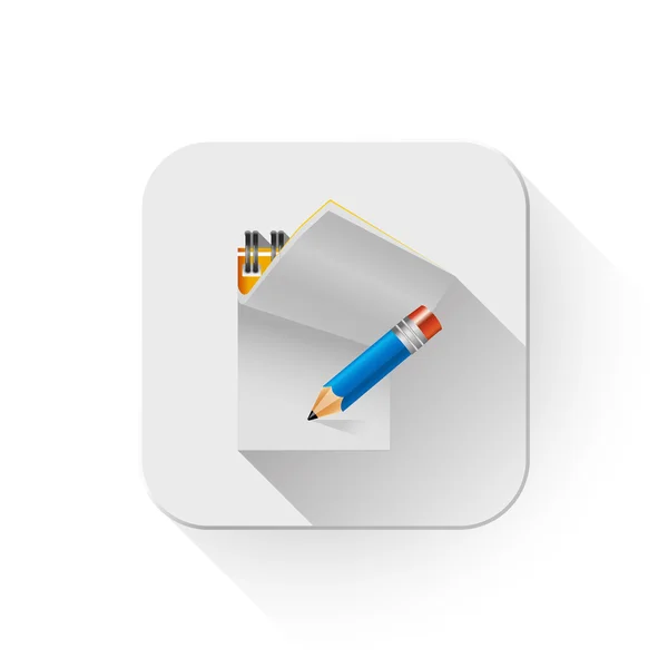 Document icon "notes" With long shadow over app button — Stock Vector