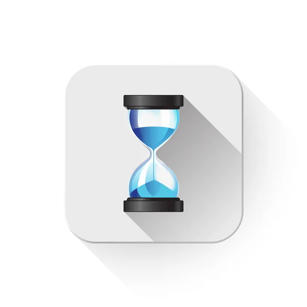 Hourglass sand clock icon With long shadow over app button — Stock Vector