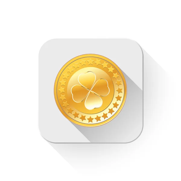 Zlatý odznak s dlouhý stín nad tlačítko app — Stockový vektor