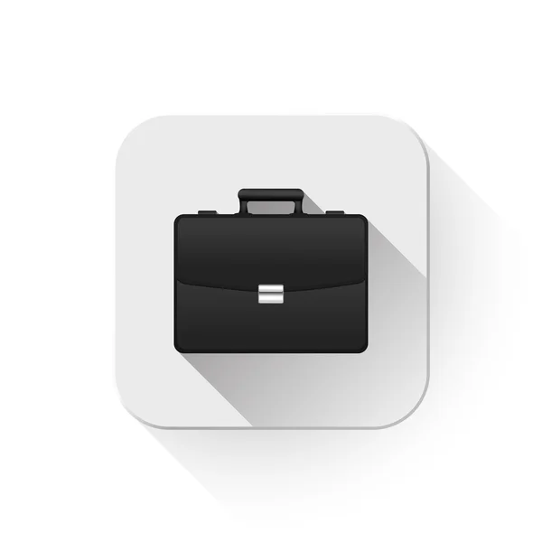 Ícone pasta preta Com longa sombra sobre o botão app — Vetor de Stock