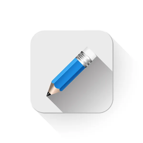 Εικονίδιο μολυβιού με πολύ σκιά πάνω από το κουμπί app — Διανυσματικό Αρχείο