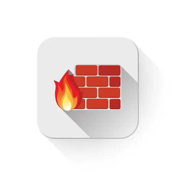 Icona firewall Con lunga ombra sul pulsante app — Vettoriale Stock