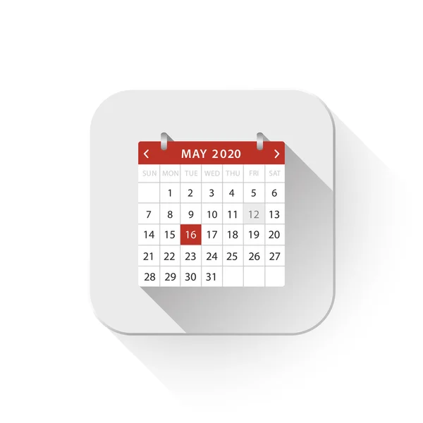 Kalender-ikonen med lång skugga över app knapp — Stock vektor
