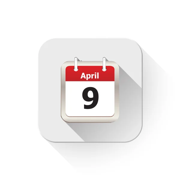 Calendar icon With long shadow over app button — Stock Vector