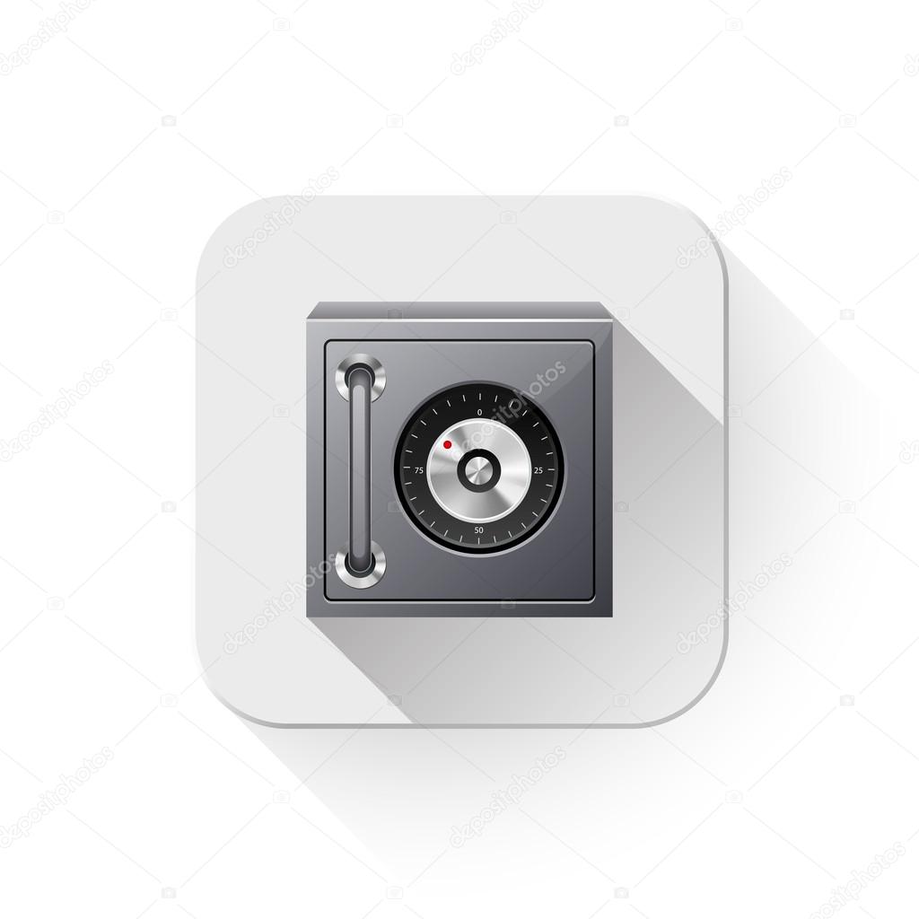 safe or safety deposit box With long shadow over app button
