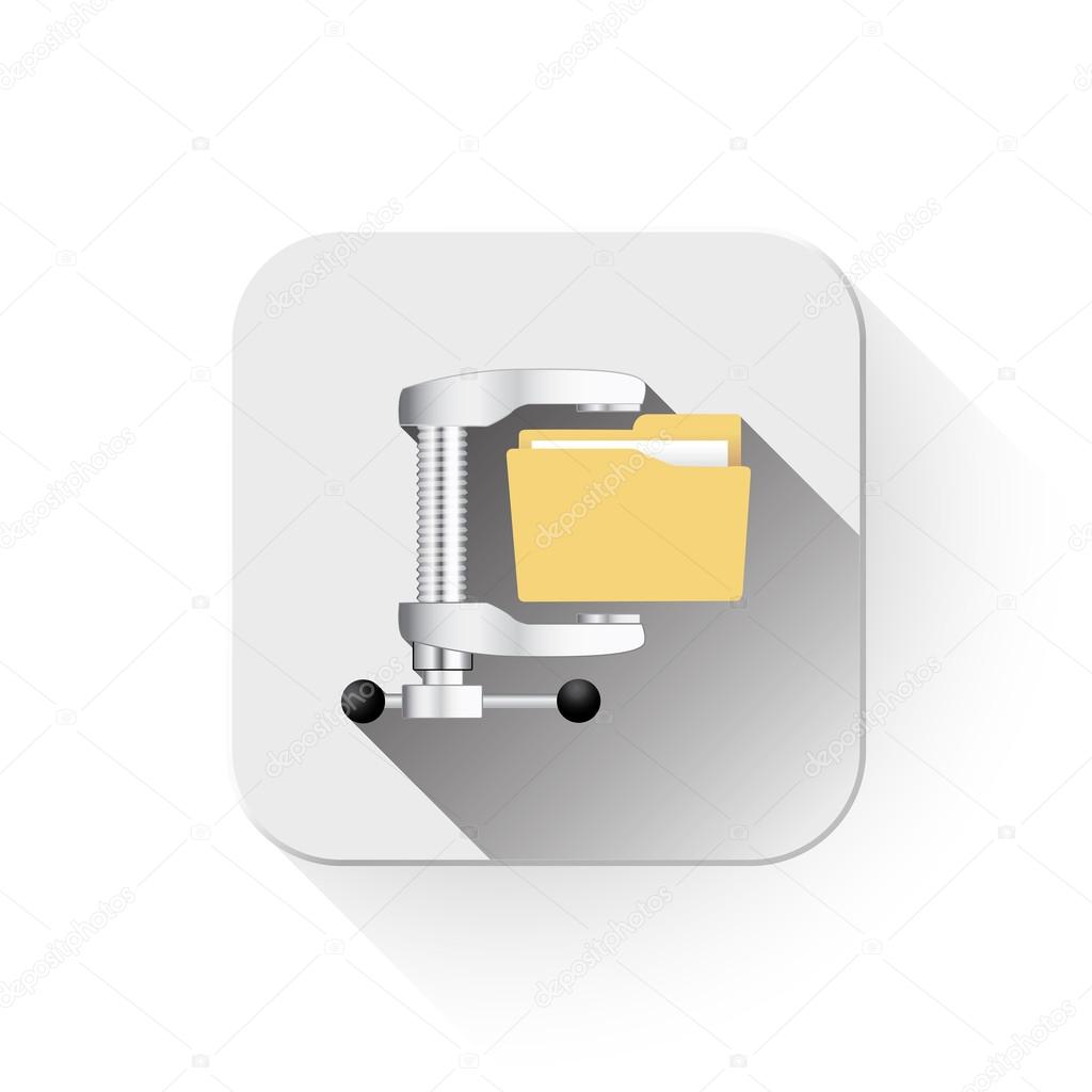illustration of computer zip folder icon With long shadow over a