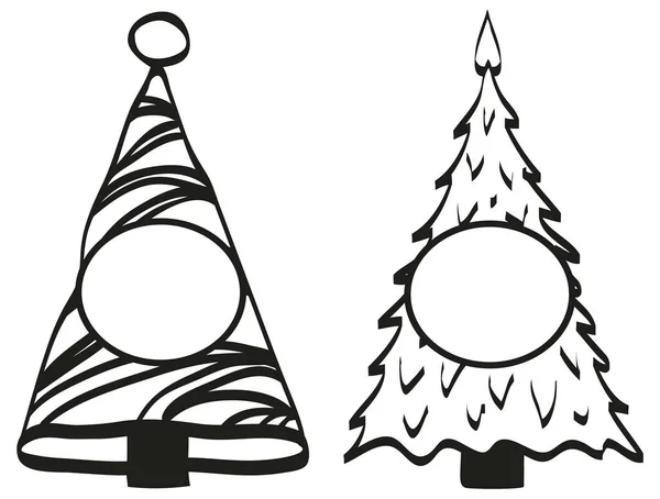 Zwei dekorative Weihnachtsbäume Monogramm für Ihre Glückwünsche — Stockvektor