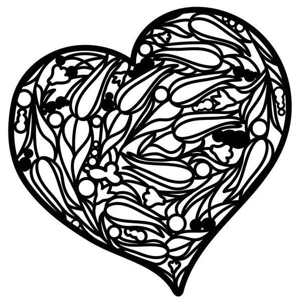 Серце з тюльпанами для різання на білому тлі — стоковий вектор
