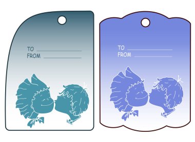 Sevgililer Günü 'nde bir kız ve bir erkek etiketi.