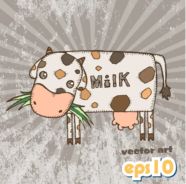 Корова со словами "молоко". Векторная миграция — стоковый вектор