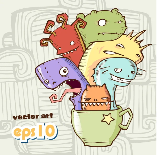 Koffie monster. vectorillustratie — Stockvector