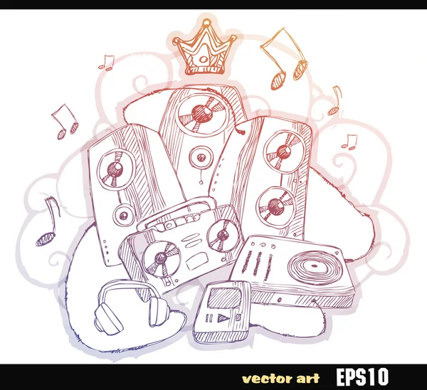 Dispositivo de música. Ilustração vetorial — Vetor de Stock