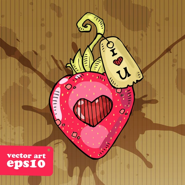 Amor y fresas — Vector de stock