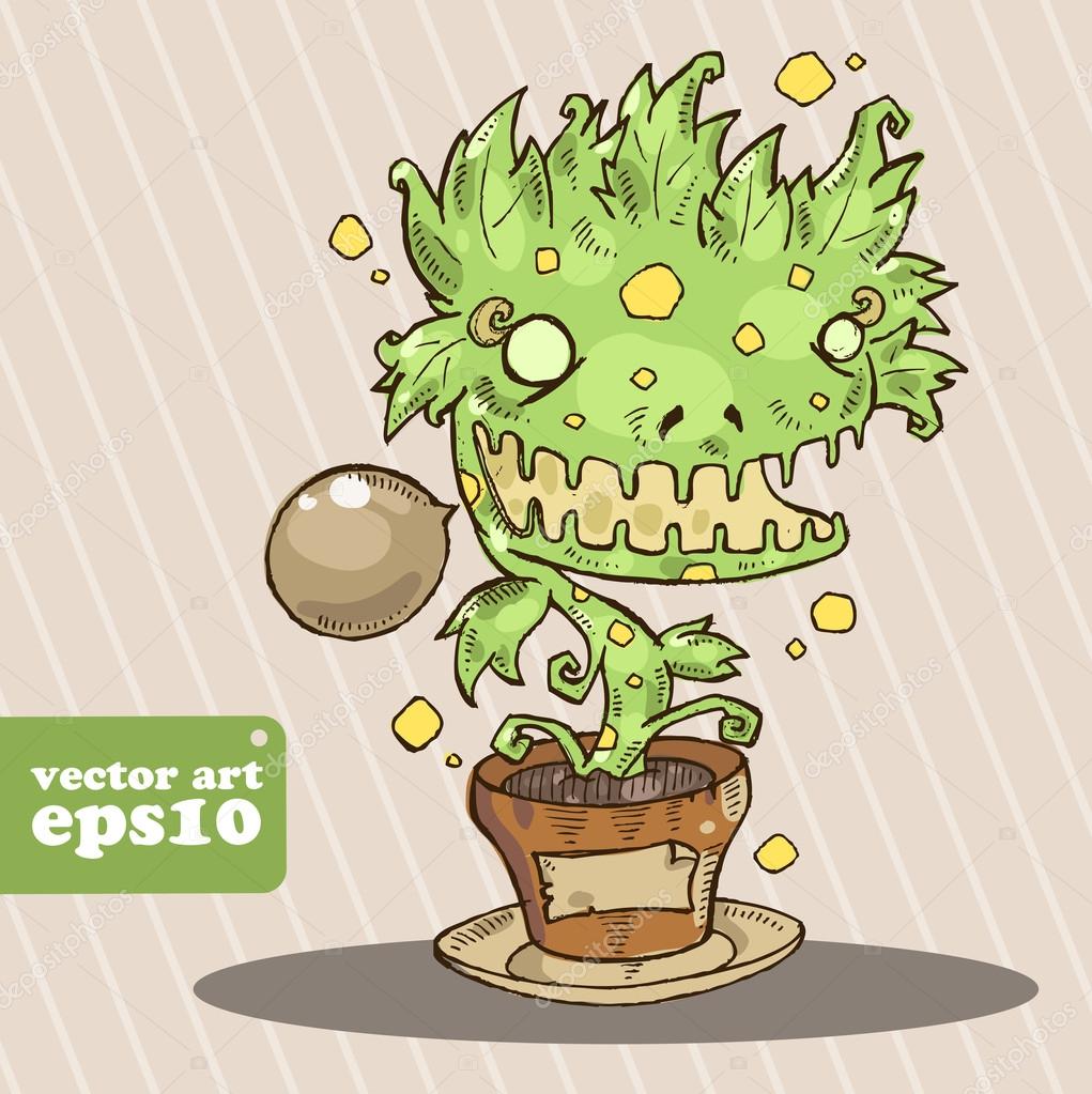 evil plant monster. vector illustration — Stock Vector © hirohideki