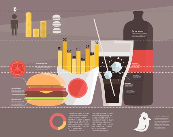 Infografis. makanan cepat saji - Stok Vektor