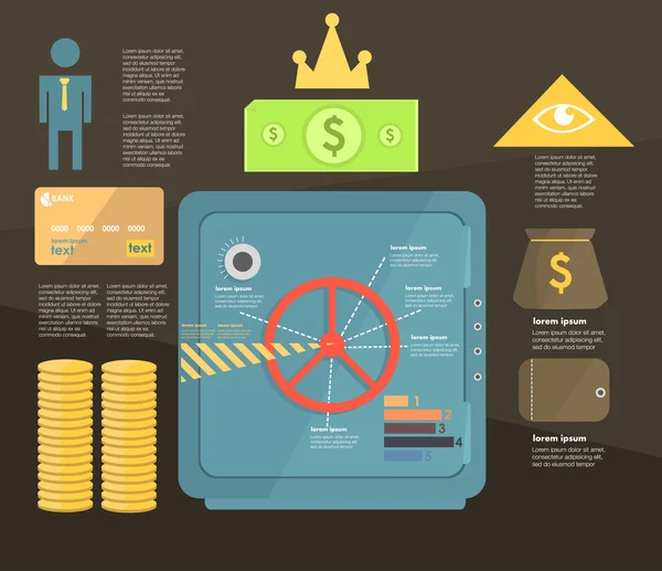 Infographie. économiser de l'argent. dépôts bancaires — Image vectorielle