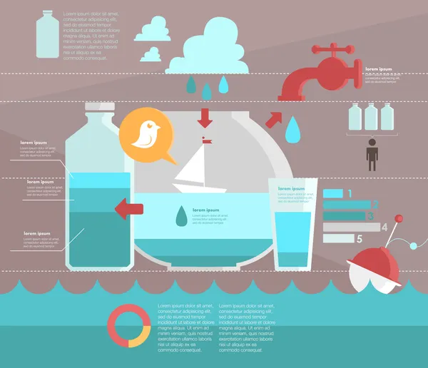Infográfico. poupança de água Vetores De Bancos De Imagens