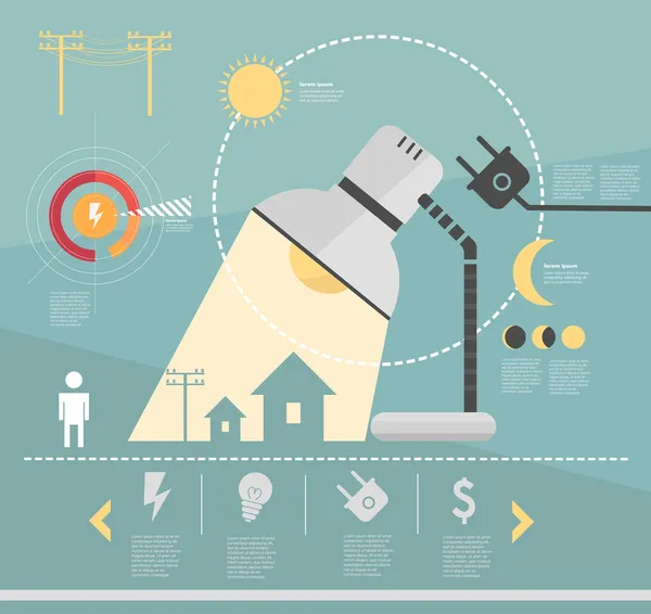 Infographic. megtakarítás a fény. villamos energia Jogdíjmentes Stock Illusztrációk