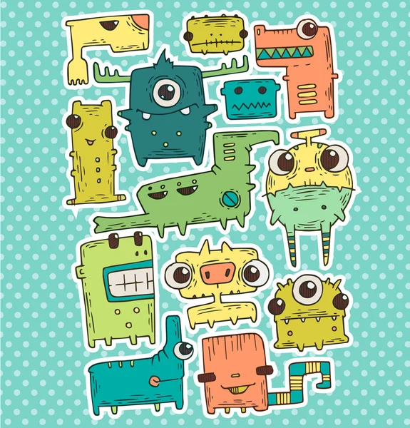 Conjunto de monstruos lindos — Vector de stock