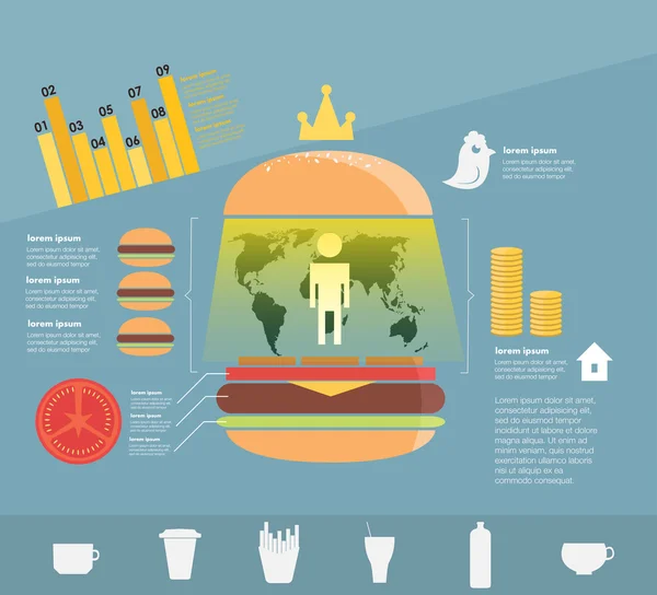 Infografis. makanan cepat saji - Stok Vektor