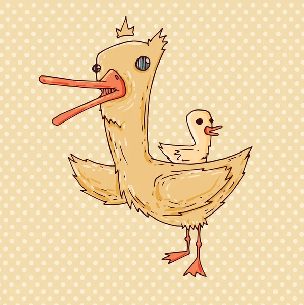 Pato y patito — Vector de stock