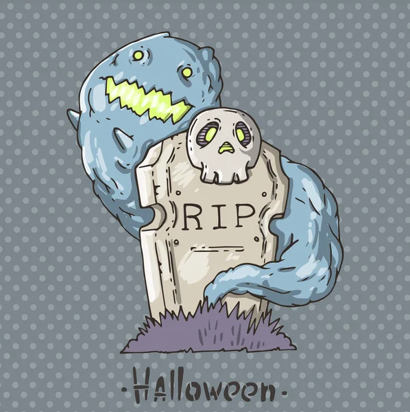 Ghost and grave — Stock Vector