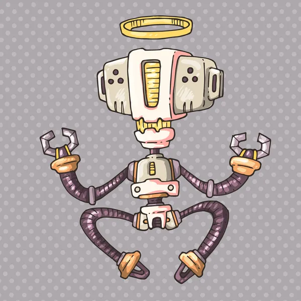 Robot meditador — Vector de stock