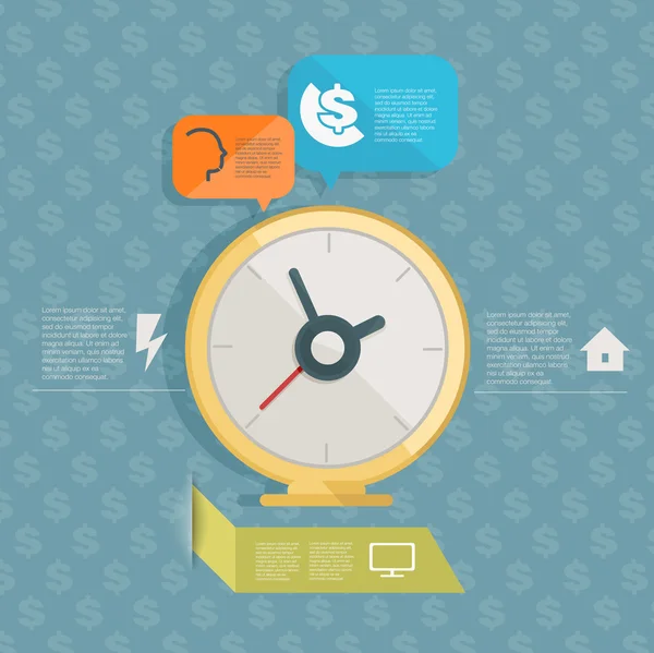 Timpul înseamnă bani. infografic — Vector de stoc