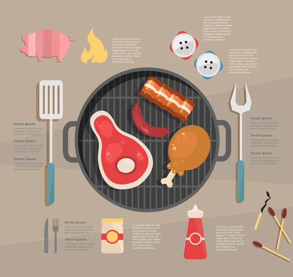 Infographic. Grill — Stock vektor