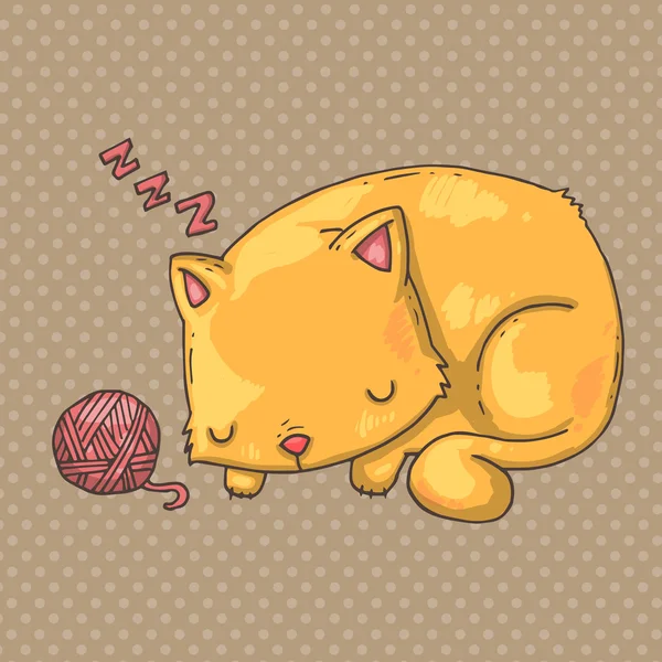 Gato dormido — Vector de stock