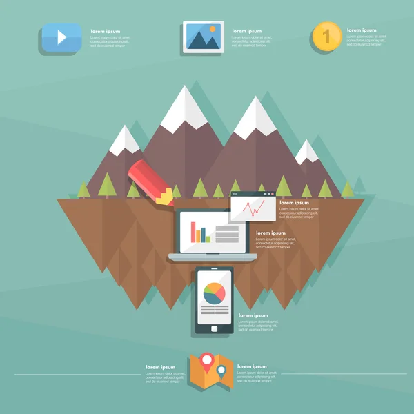島の技術。インフォ グラフィック — ストックベクタ