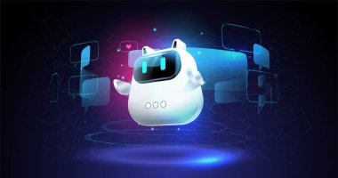 Sohbet robotu ve gelecekteki pazarlama. Online danışmanlık. Online danışmanlık. Yapay zeka. İnternet teknolojisi.