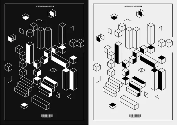 Αφηρημένες Σκοτεινές Ισομετρικές Αφίσες Για Web Design Εκτύπωση Παρουσίαση Σχέδιο — Διανυσματικό Αρχείο