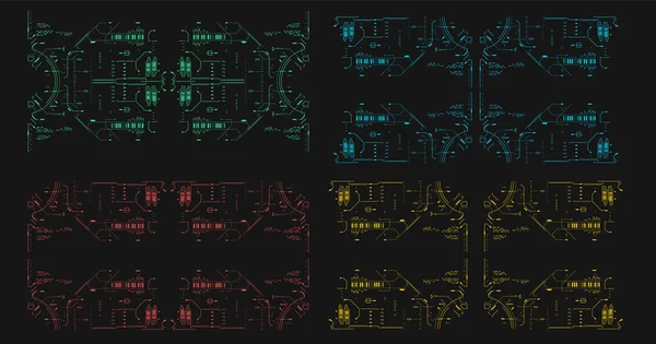 Joukko Scifi Käsitteitä Futuristinen Abstrakti Teknologiamalli Huipputekninen Kehys Kyberavaruus Virtuaalitodellisuus — vektorikuva