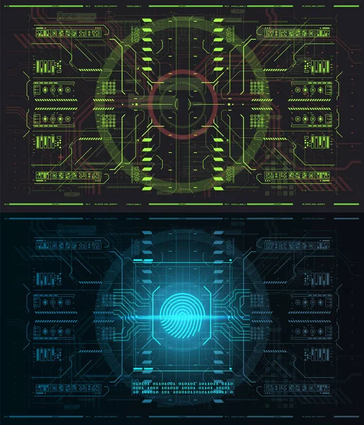 Identificación Biométrica Con Interfaz Hud Futurista Ilustración Del Concepto Tecnología — Vector de stock