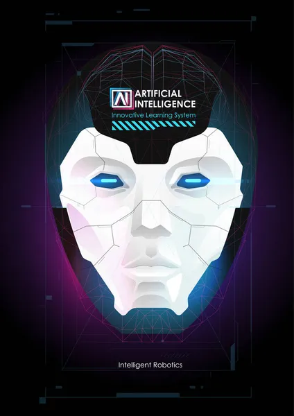 Ρομπότ Ενίσχυση Ανθρώπινου Κεφαλιού Μηχανική Μάθηση Και Κυβερνοκυριαρχία Έννοια Του Royalty Free Διανύσματα Αρχείου