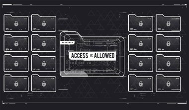 Dikkat dağıtıcı ile HUD arayüzü. Vektör çizimi. Güvenlik kavramı. Soyut teknoloji iletişim tasarımı.