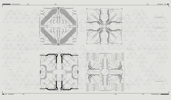 Interface Utilisateur Square Frames Blocks Set Concept Hud Modèle Technologie — Image vectorielle