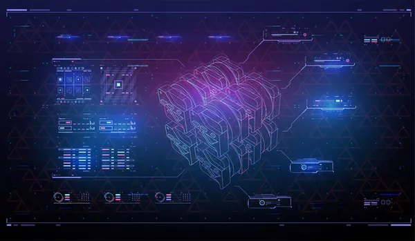 Hud Interface Usuário Quadro Alta Tecnologia Antecedentes Técnicos Abstractos Modelo —  Vetores de Stock