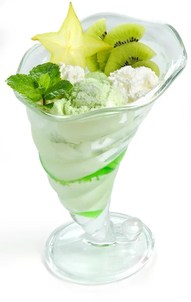 Ice cream with kiwi and carambola Royalty Free Stock Images