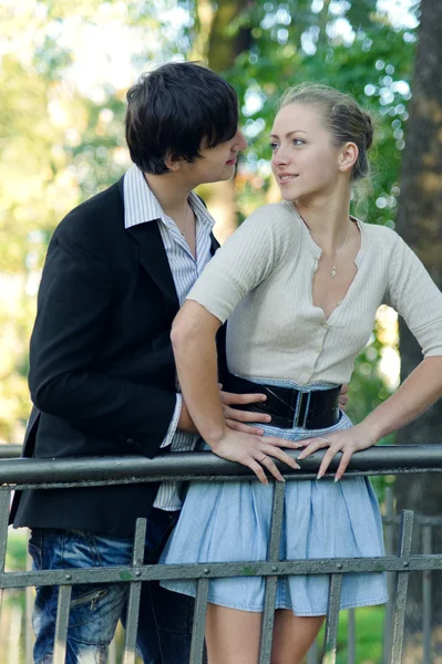 Love couple on the bridge — Stock Photo, Image