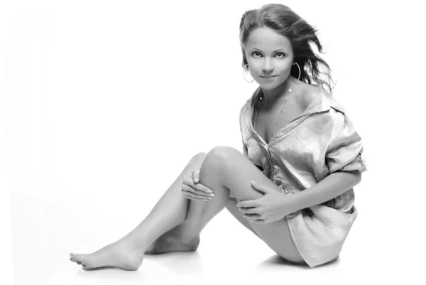 Portrait of a beautiful brunette in studio — Stock Photo, Image