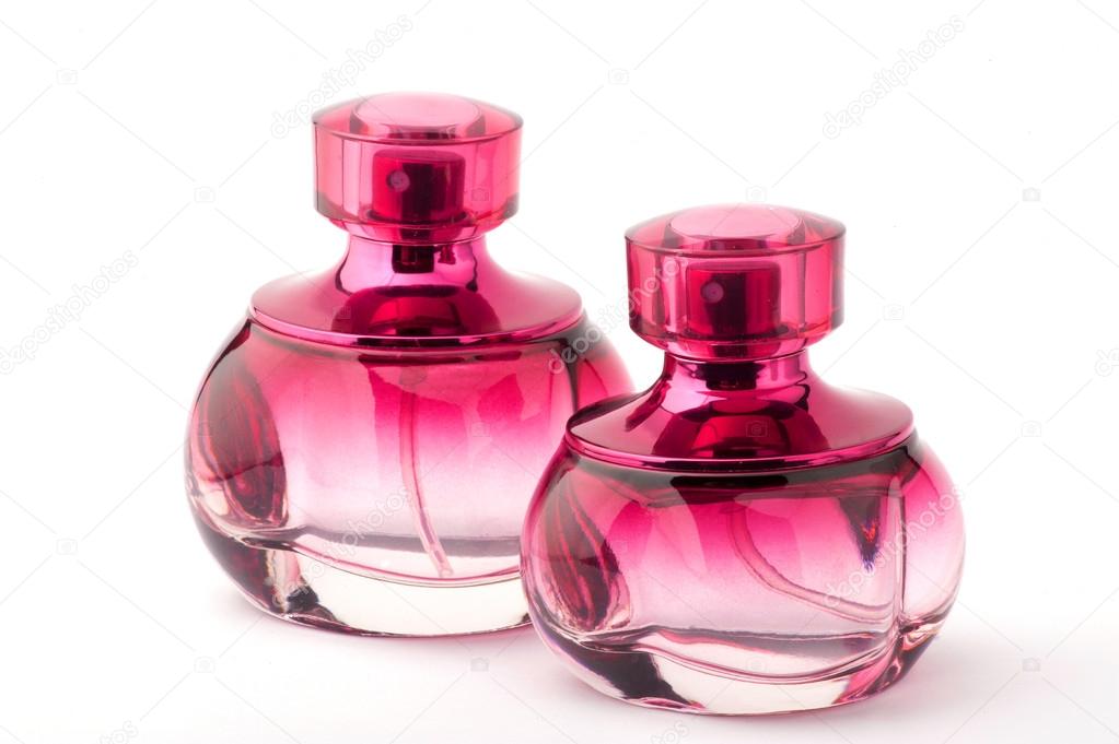 Perfume bottles isolated over a white background.