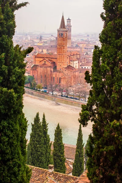Piazza Brjalá Molinari, Verona, Italia, Eglise Santa Anastasia —  Fotos de Stock